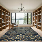 Art Deco Gold and Charcoal Fan Rug