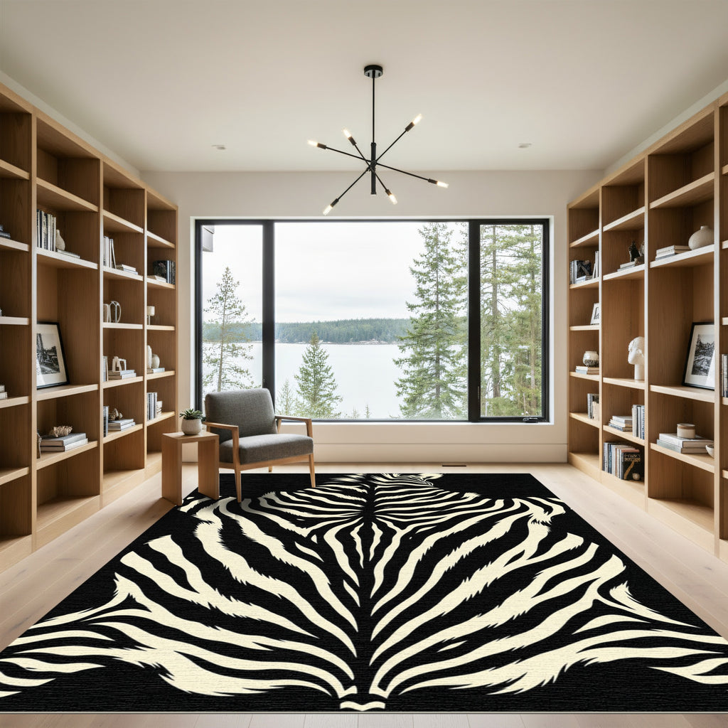 Wild Black White Animal Stripes Rug