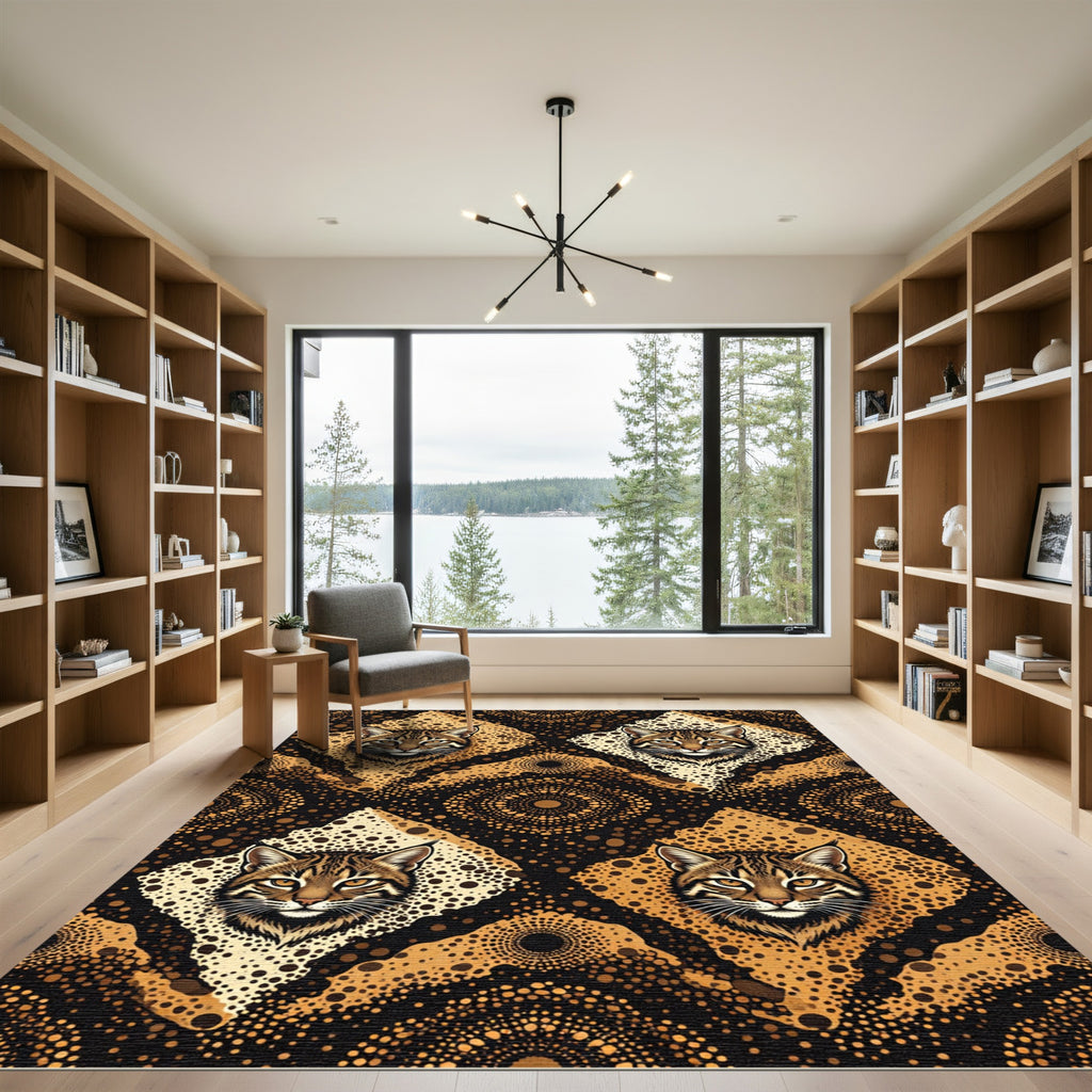 Golden Feline Dot Medallion Rug