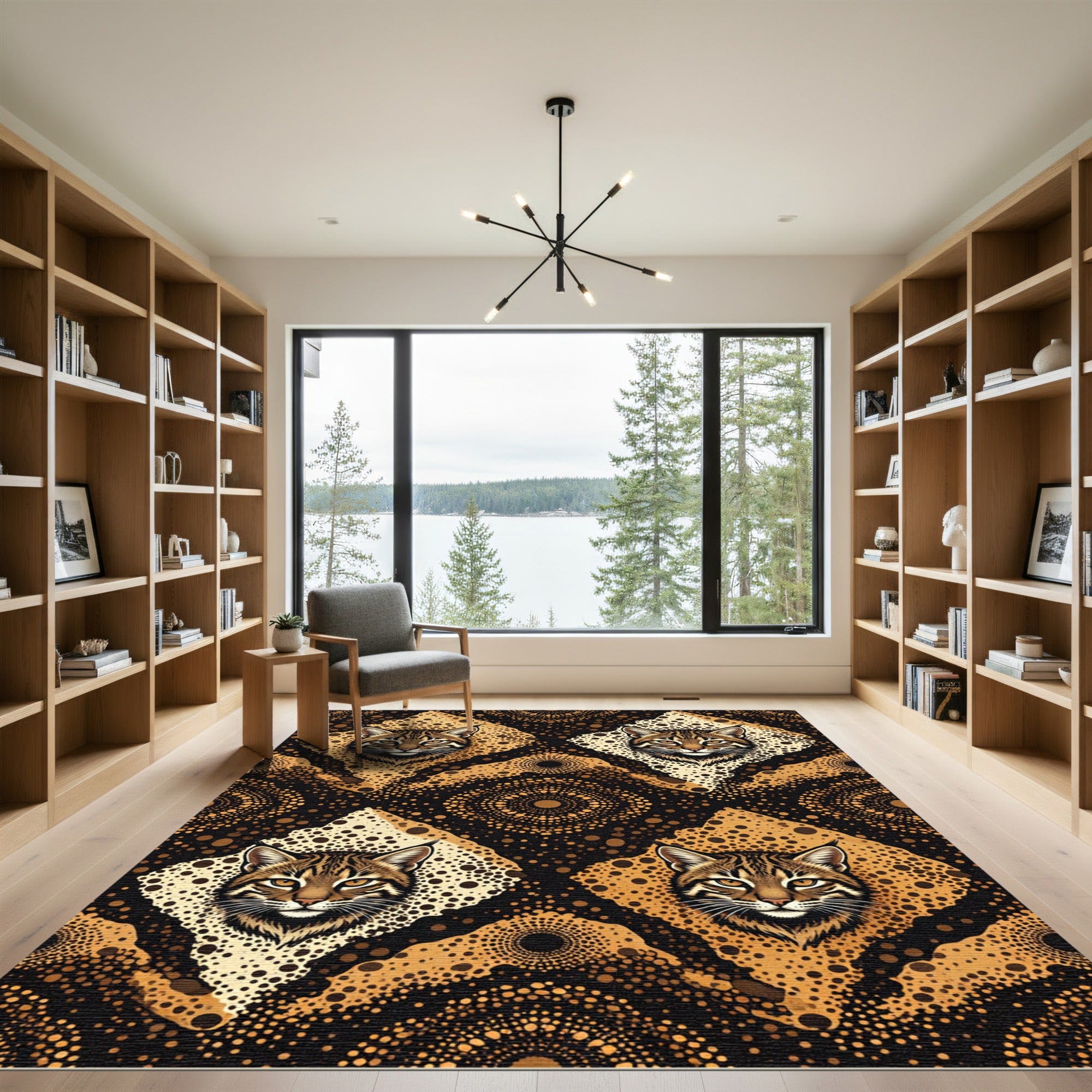 Golden Feline Dot Medallion Rug
