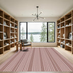 Soft Rose White Vertical Stripes Rug