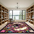 Ornate Pink Seashell Baroque Swirls Rug