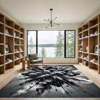 Monochrome Abstract Explosion Ink Splatter Rug