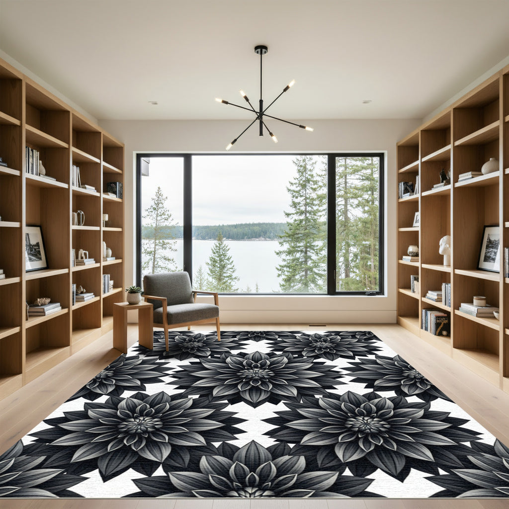 Monochromatic Floral Dahlias Repeating Rug