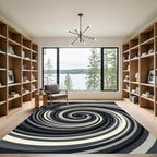 Modern Minimalist Monochrome Swirl Rug