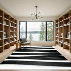 Minimalist Monochrome Wavy Black Stripe Rug