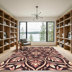 Rose Gold Floral Scrollwork Mandala Rug