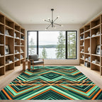 Teal and Orange Chevron Diamond Rug