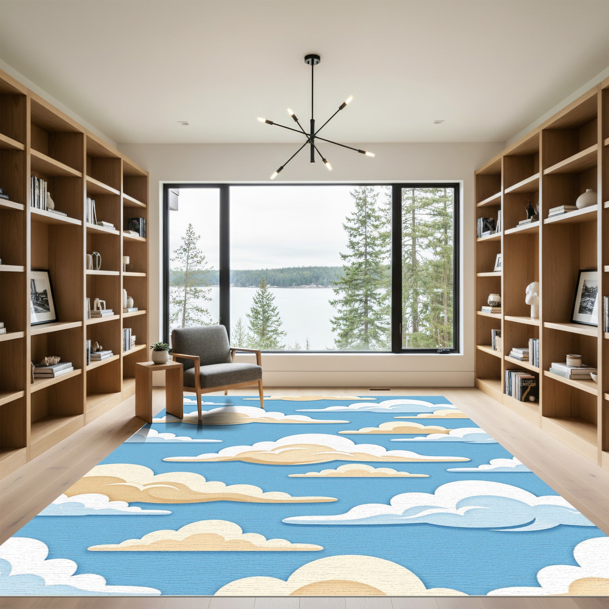 Soft Pastel Blue Dreamy Cloud Sky Rug
