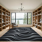 Monochrome Abstract Wave Motion Rug