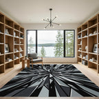 Monochrome Abstract Sharp Geometric Shards Rug