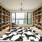 Sleek Black and Tan Canine Illustration Rug