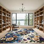 Romantic Blue Beige Floral Collage Rug