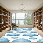 Dreamy Sky Blue Puffy Cloud Landscape Rug