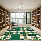 Charming Forest Plaid Cottage Scene Rug