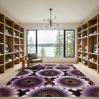 Elegant Violet Gold Geometric Lotus Rug