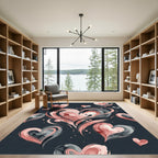 Pink Gray Swirl Hearts Watercolor Rug