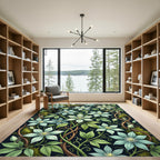 Pale Blue Floral Garden Vines Rug