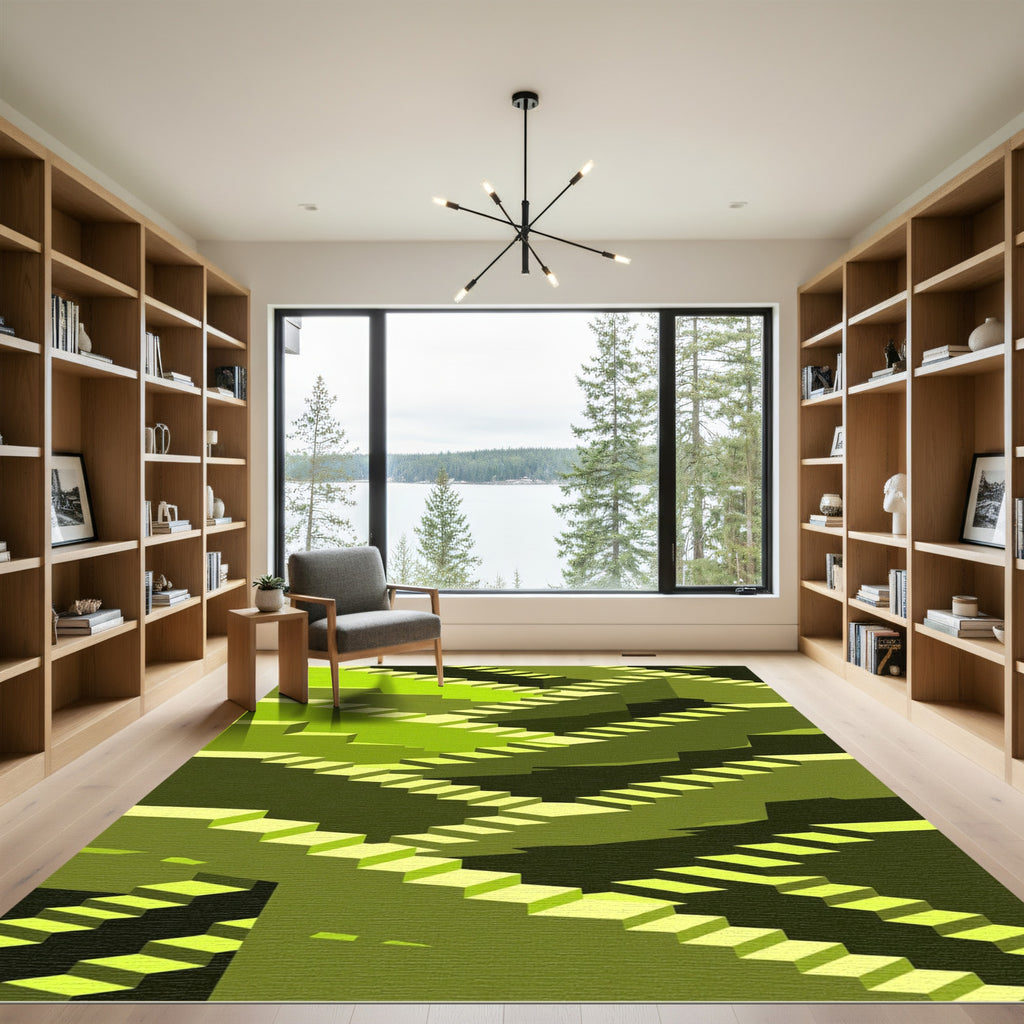 Lime Optical Illusion Stairs Rug