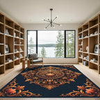 Ornate Gold Baroque Shell Medallion Rug