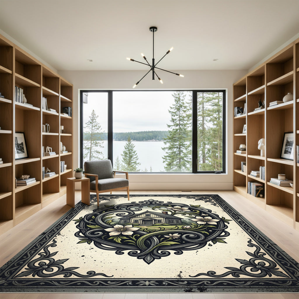 Ornate Floral Cottage Heirloom Illustration Rug