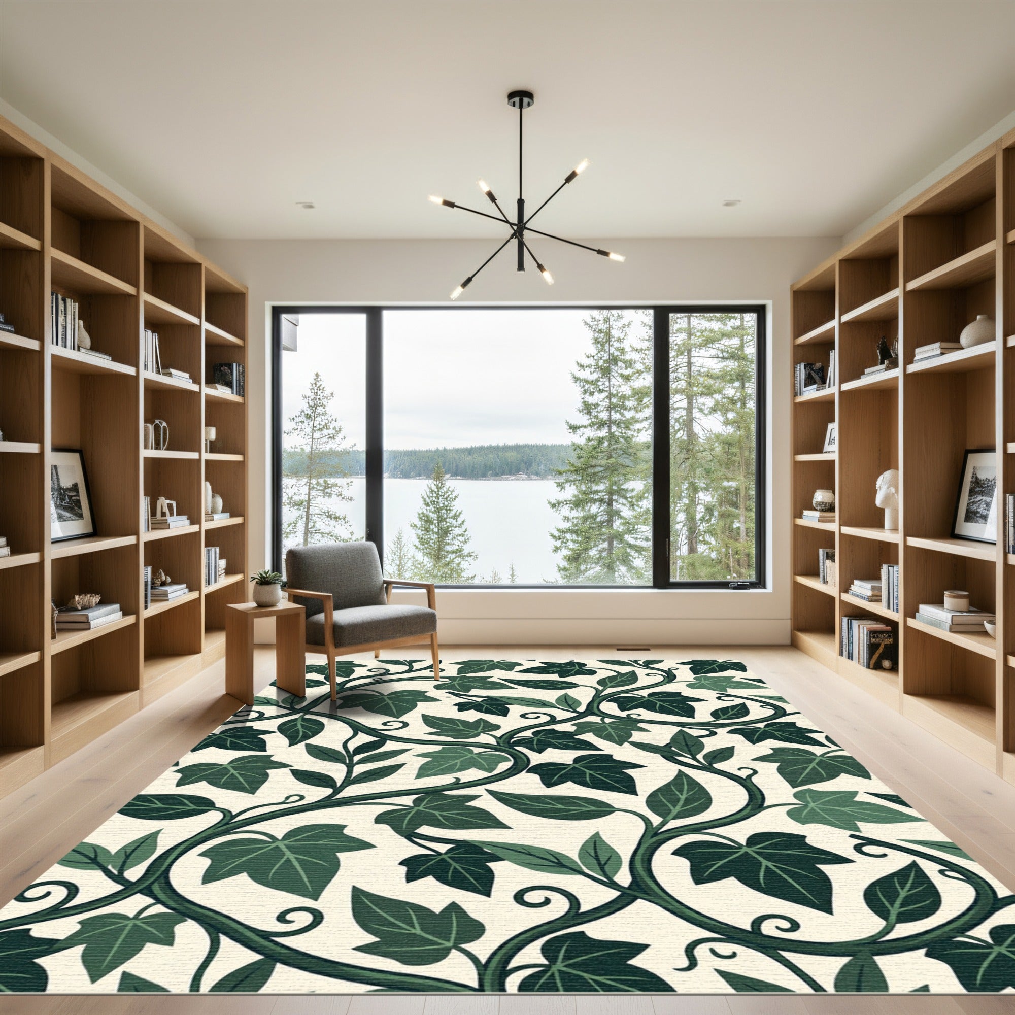 Deep Green Climbing Vine Foliage Rug