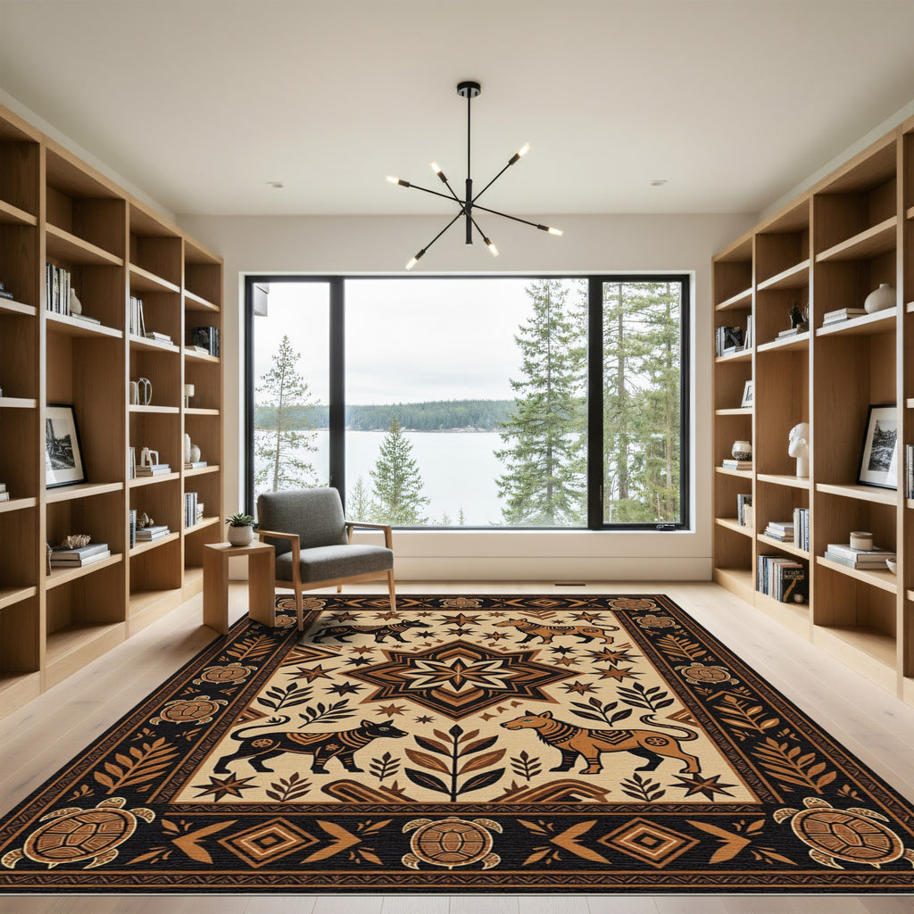 Earthy Dog Turtle Medallion Native Rug