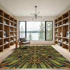 Green Sunburst Tribal Rays Rug