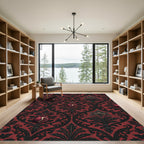 Gothic Pomegranate Damask Burgundy Area Rug