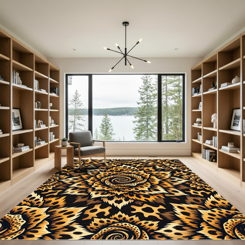 Bold Leopard Rose Bloom Rug