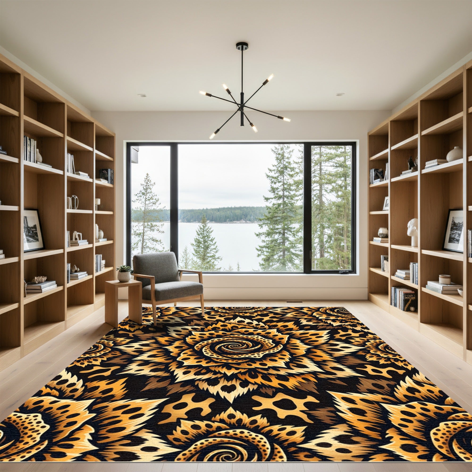 Bold Leopard Rose Bloom Rug