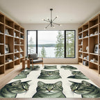 Graphic Tabby Cat Portrait Grid Rug