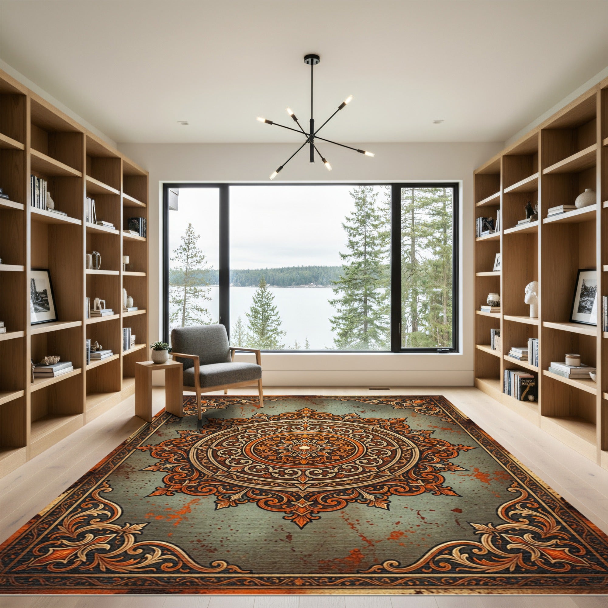 Ornate Copper Grand Medallion Rug