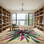Vibrant Magenta Teal Crystal Fern Burst Rug