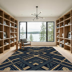Geometric Art Deco Gold Black Abstract Rug