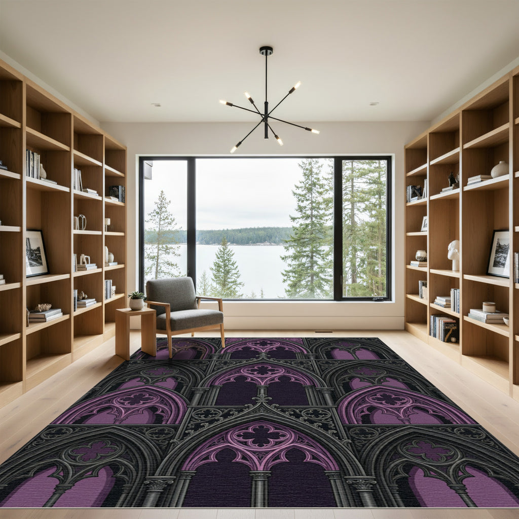 Gothic Violet Arched Cathedral Window Rug