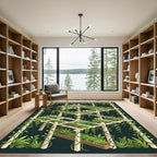 Lush Green Trellis Botanical Garden Rug