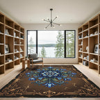 Ornate Blue Floral Damask Medallion Rug