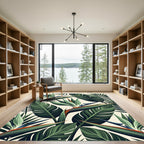 Vibrant Green Tropical Bird of Paradise Rug