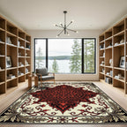 Intricate Crimson Floral Mandala Ornament Rug