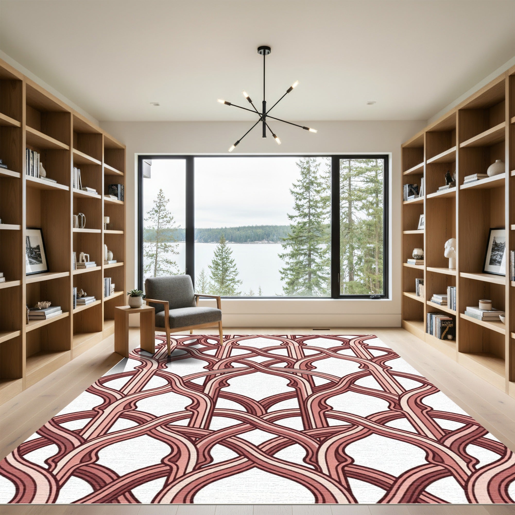 Blush Interlocking Arch Lattice Geometric Rug