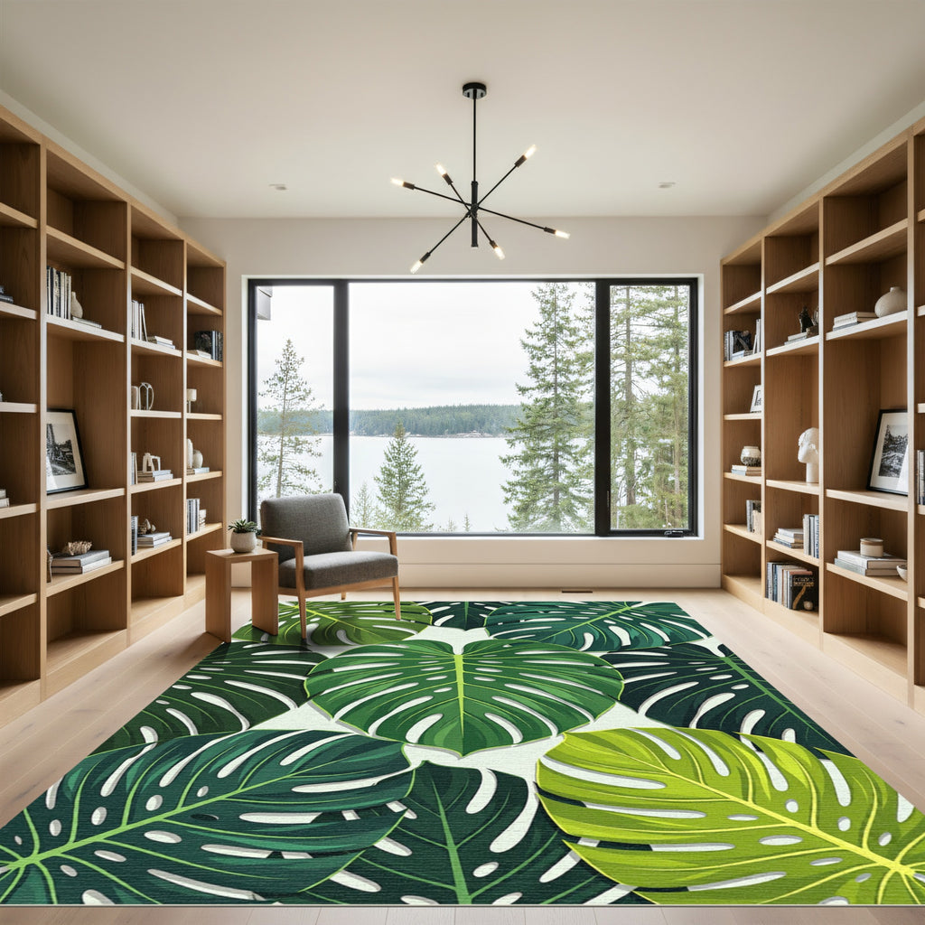 Tropical Monstera Leaf Arrangement Rug