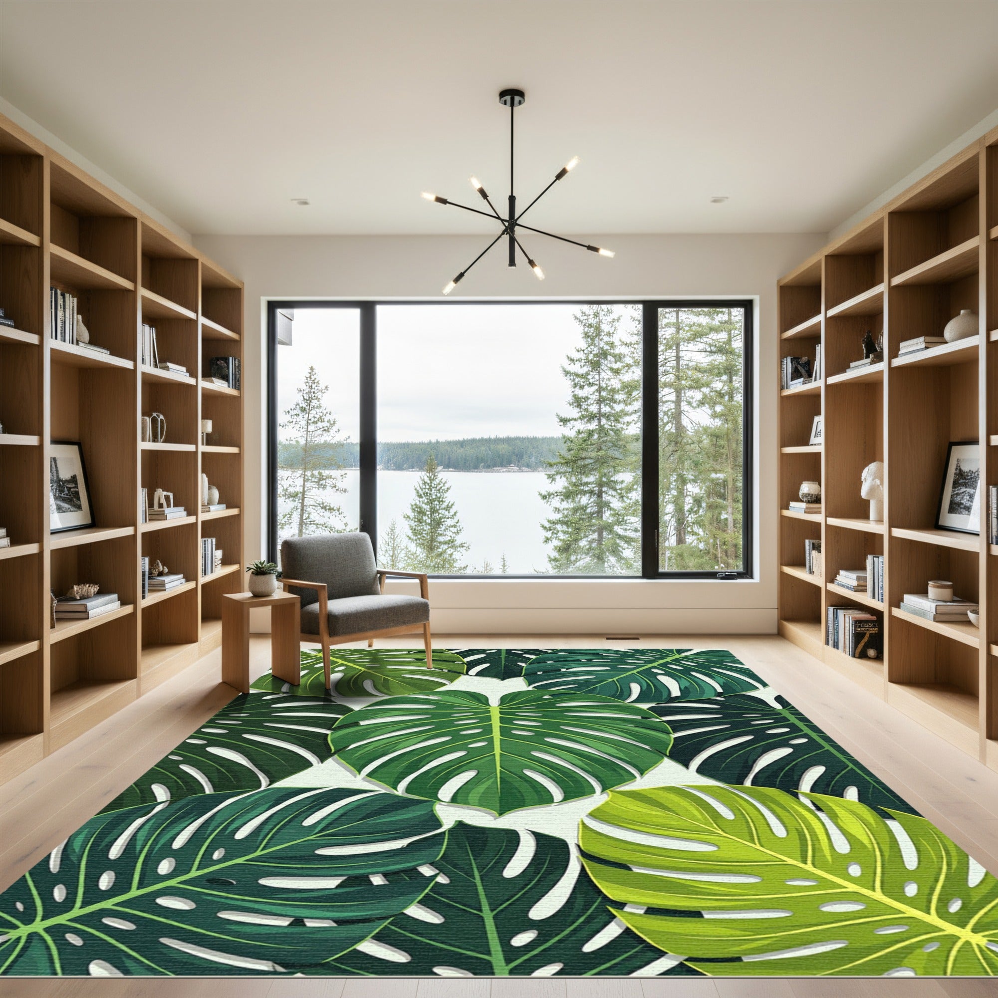 Tropical Monstera Leaf Arrangement Rug