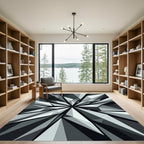 Monochrome Shattered Glass Geometric Area Rug