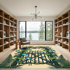 Blue Morning Glory Botanical Arch Rug
