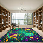 Vibrant Multicolor Abstract Neon Ink Splash Rug