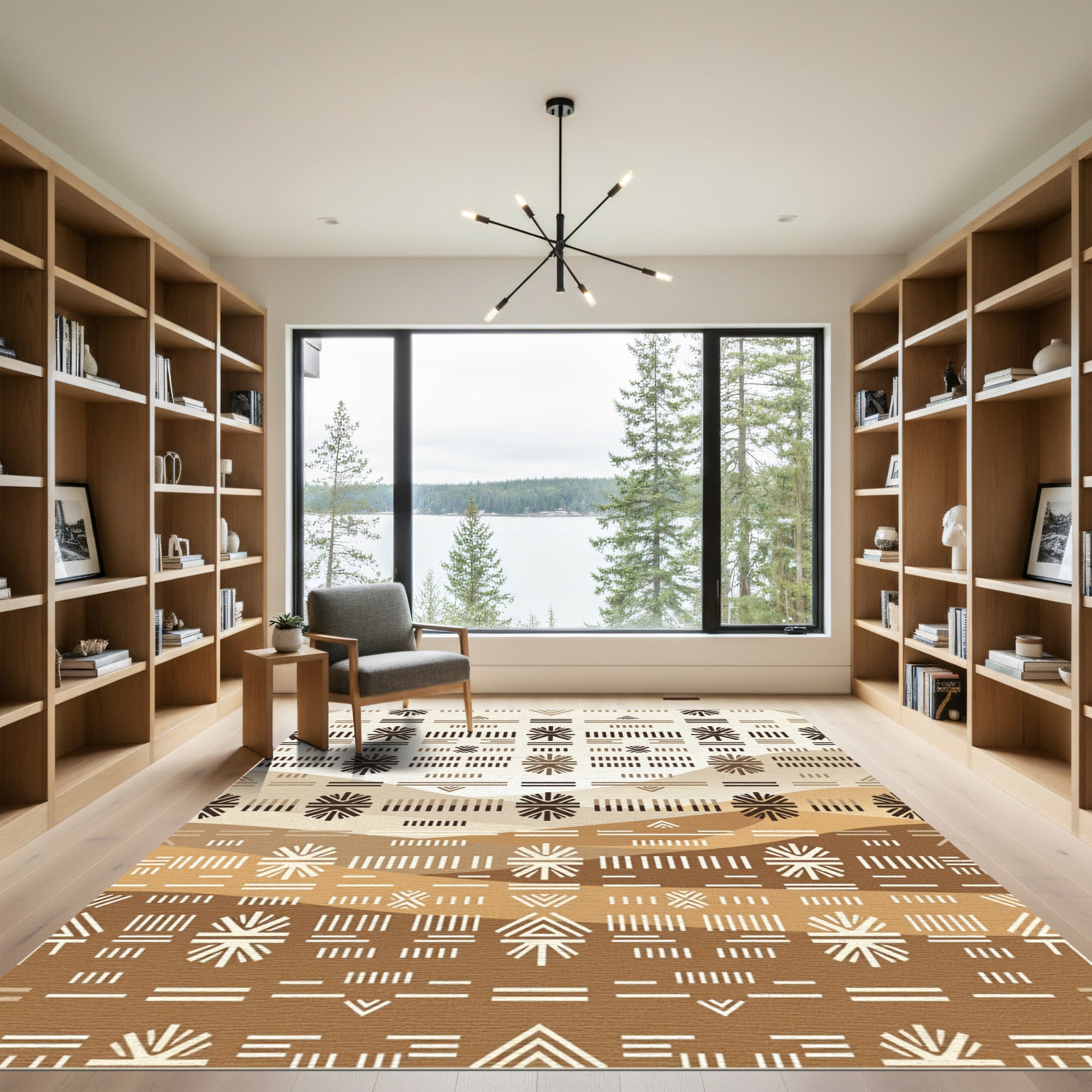 Earthy Desert Landscape Geometric Rug