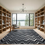 Metallic Silver Zigzag Chevron Rug