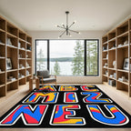 Bold Red Blue Yellow Letter Shapes Rug