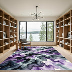 Ethereal Violet Nebula Swirl Abstract Rug